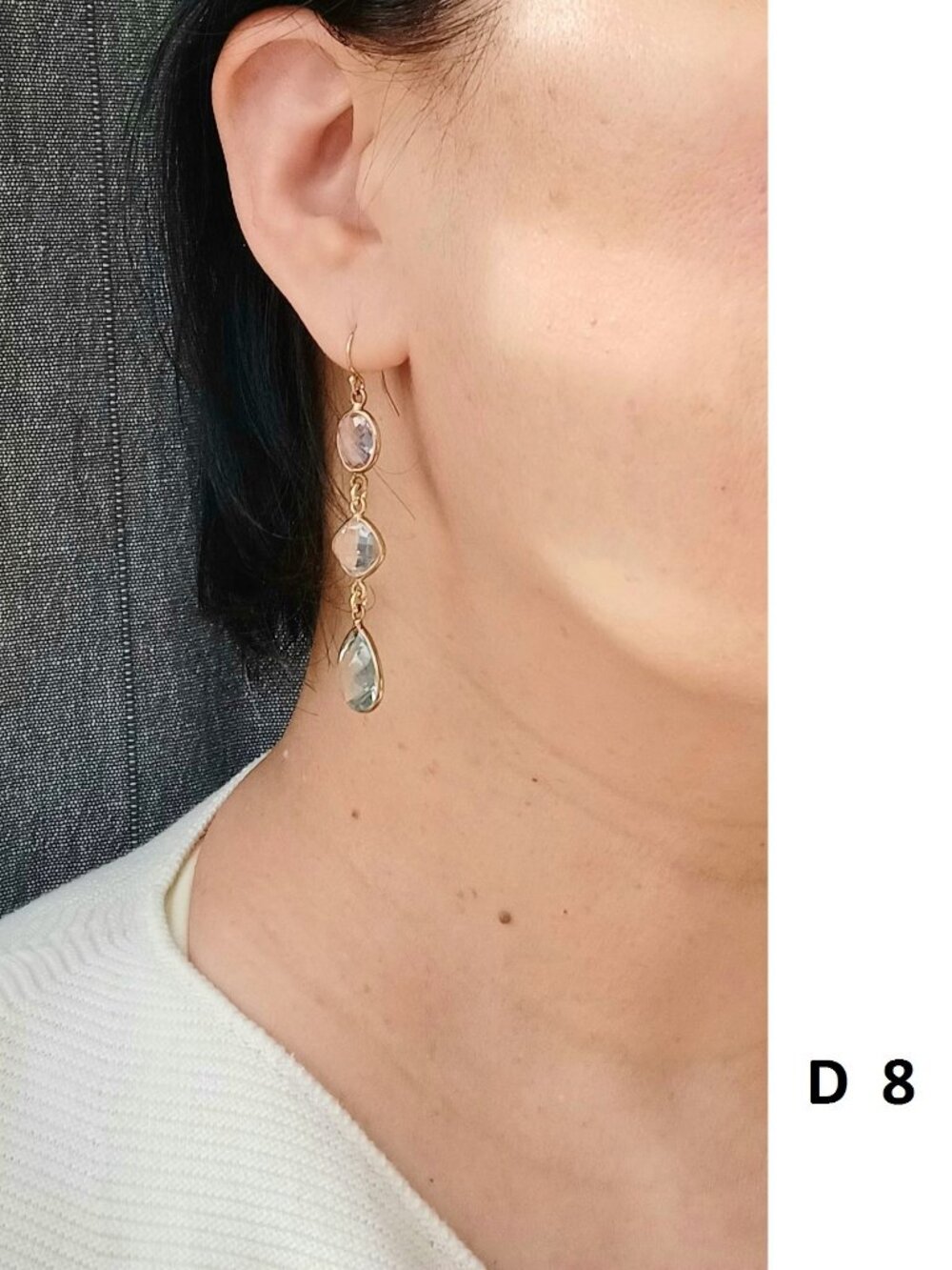 New 3 color crystal with 14 k gold over 925 sterling silver hanging earring